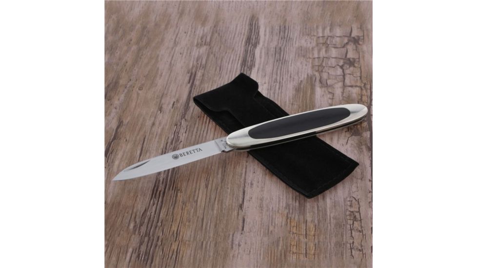 Beretta Traditional Gentlemen's Folding Knife,2.5in Steel Blade,Nickel Silver Ebony Inlay Handle 170EB