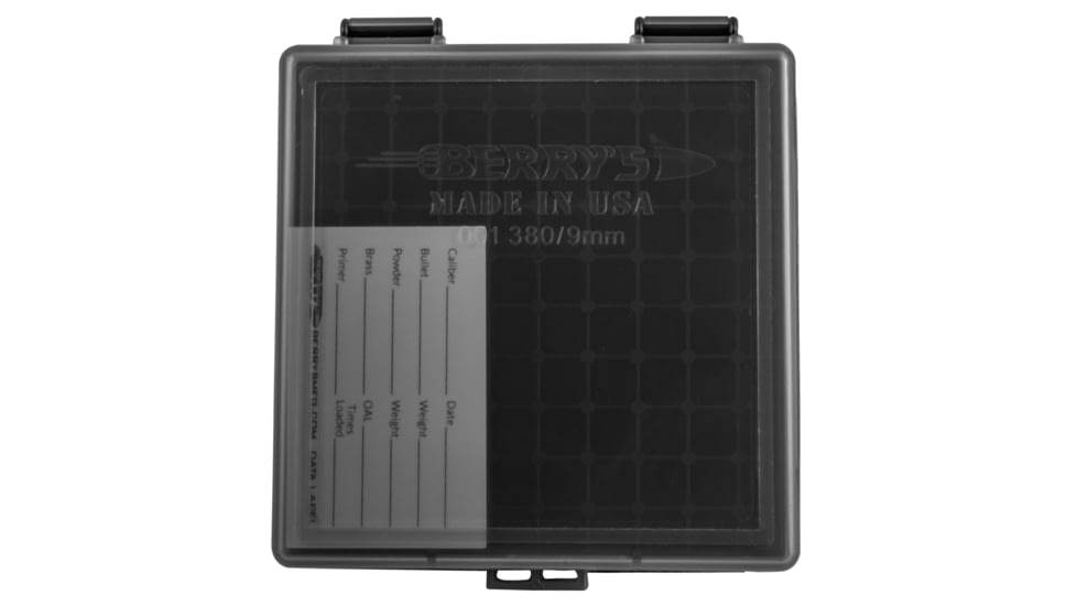 Berrys 41236 001 Ammo Box 9mm Luger,380 ACP 100rd Smoke Lid W/Black Bottom