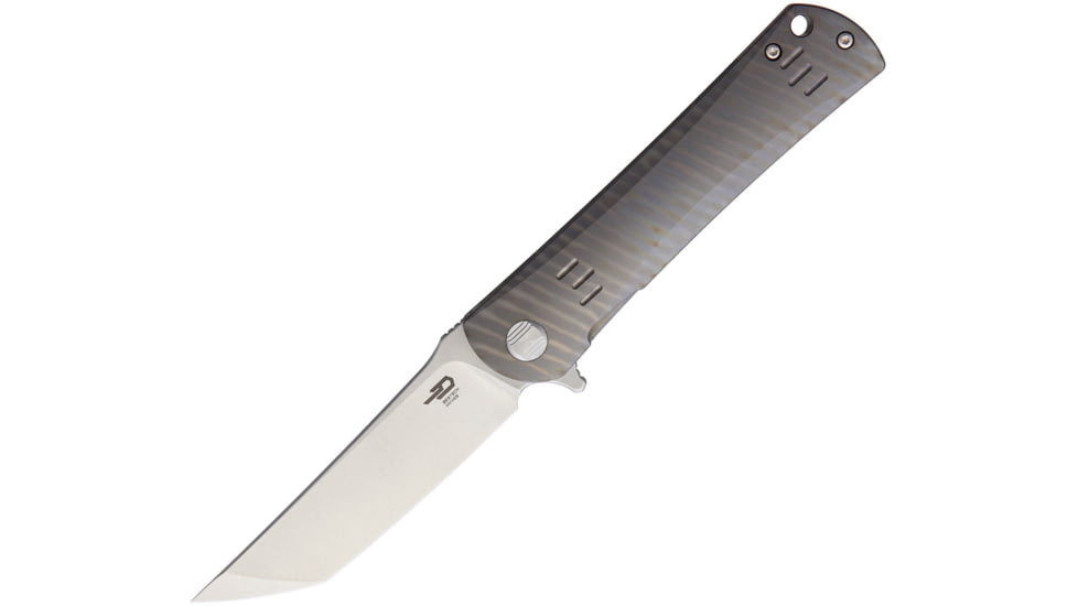 Bestech Knives Kendo Framelock Folding Knife, Stripe, Stripe anodized titanium handle, BT1903-F