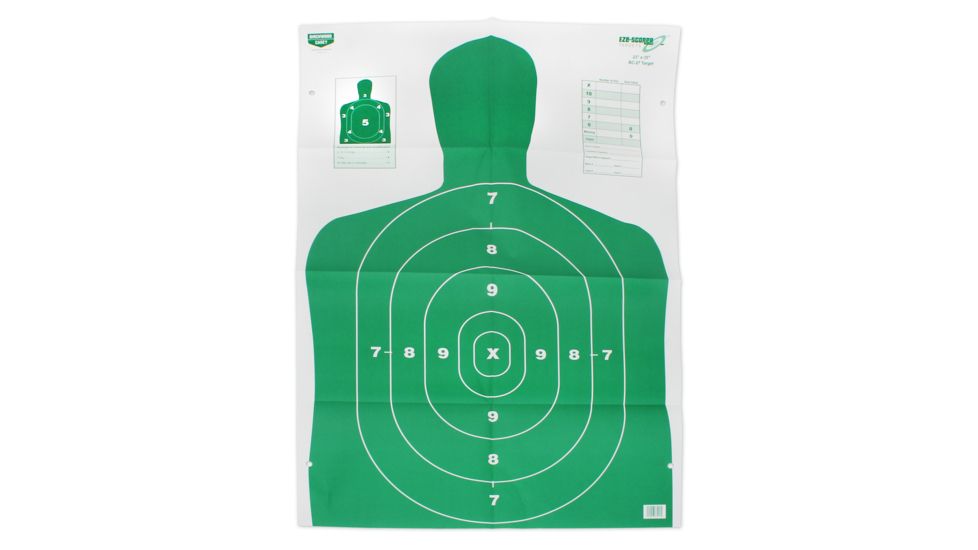 Birchwood Casey B-27 Eze-Scorer Green Silhouette Paper Target 23x35 Inch 100 Per Case, BC-37017