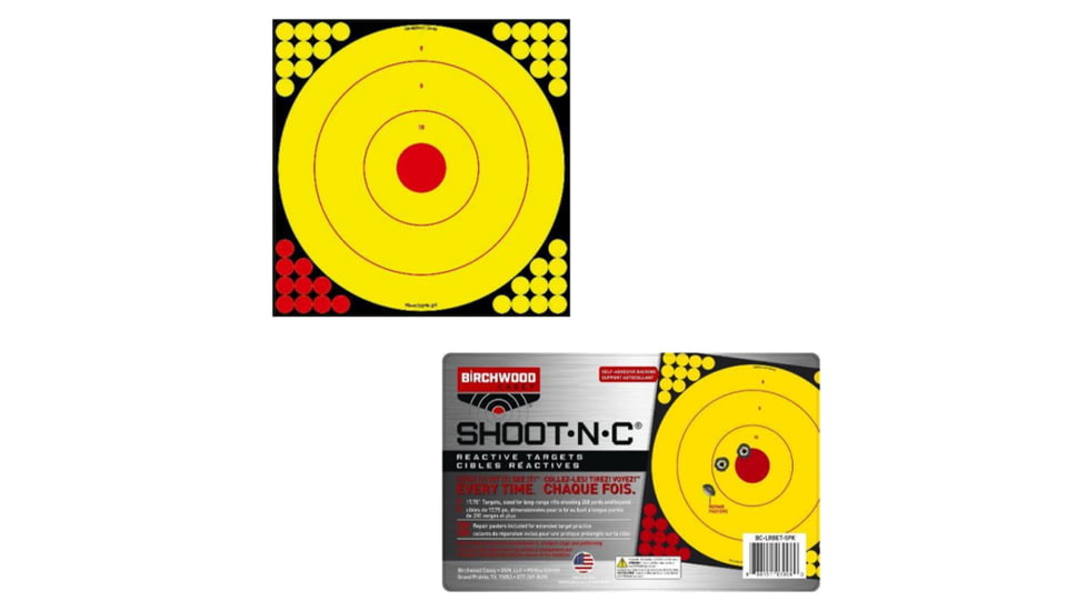 Birchwood Casey BC-LRBET-5PK Long Range Bullseye Black W/Yellow Target &amp; Red Acc