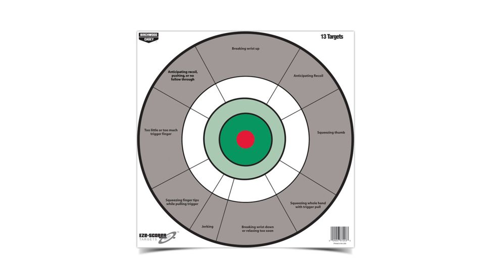 Birchwood Casey Eze-Scorer Handgun Trainer Paper Targets 12 Inch 13 Per Package, BC-37245