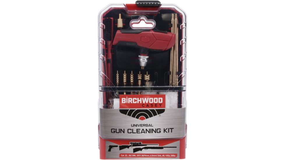 Birchwood Casey Gun Cleaning Kit, Multi-Caliber, Black/Red, 22 Pieces, UNVCLN-KIT