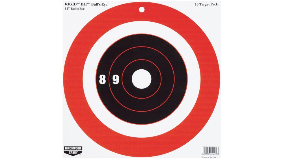 Birchwood Casey Rigid Paper Target DH Bull's Eye 12 Inch 10 Per Package, BC-37211