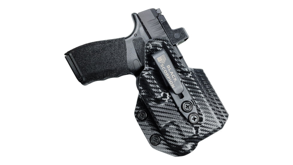 Black Scorpion Outdoor Gear IWB Belt Wing Tuckable Holster, Springfield Armory Hellcat Pro w/ TLR-7A, Right Hand, Carbon Fiber, HC23-IWBTUCK-HELL