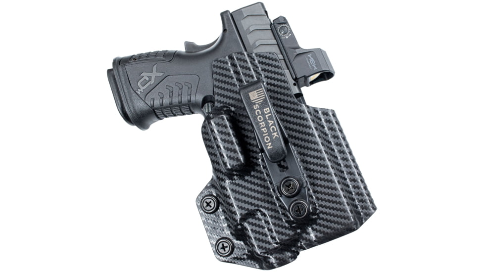Black Scorpion Outdoor Gear IWB Belt Wing Tuckable Holster, Springfield Armory XD-M Elite 3.8in w/ TLR-7 / TLR-8, Right Hand, Carbon Fiber, HC23-IWBTUCK-XDME3TLR8-CF