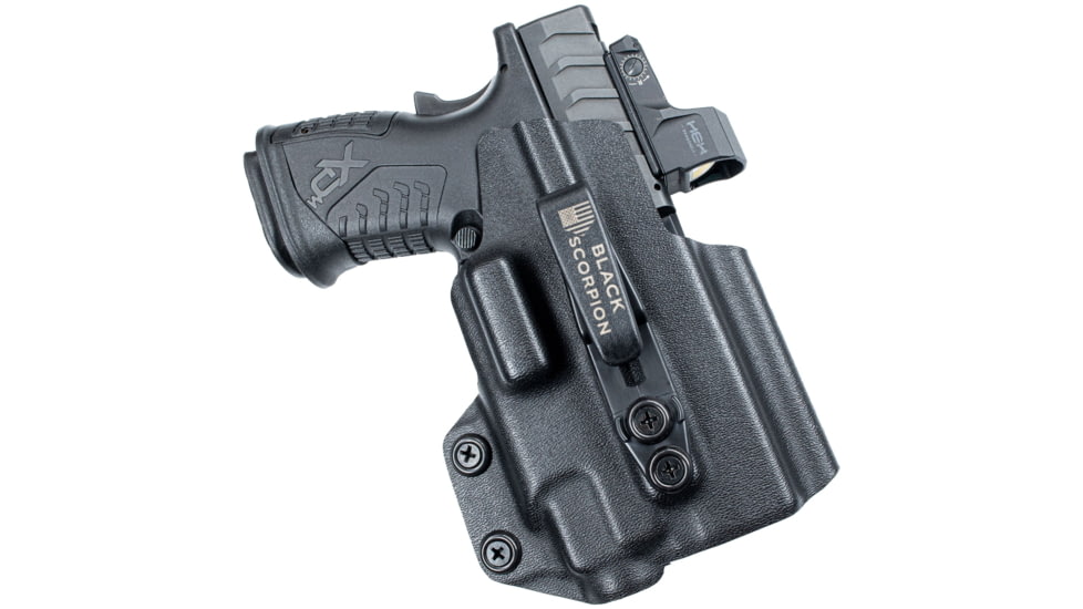 Black Scorpion Outdoor Gear IWB Belt Wing Tuckable Holster, Springfield Armory XD-M Elite 3.8in w/ TLR-7 / TLR-8, Right Hand, Black, HC23-IWBTUCK-XDME3TLR8-BK
