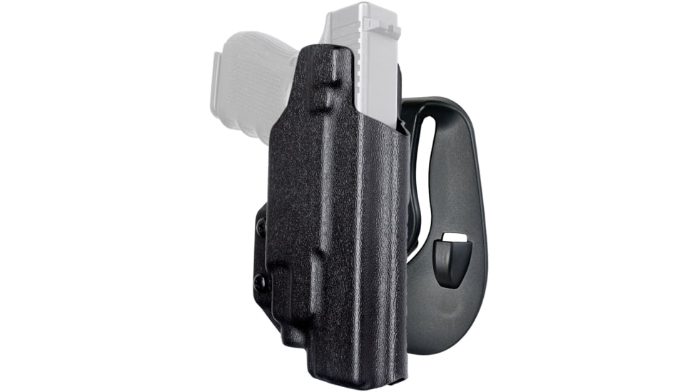 Black Scorpion Outdoor Gear OWB Paddle Holster, Glock 17, 19,19X, 22, 31, 44, 45 w/ TLR7, TLR8, Right Hand, Black, HC03-PADDLE-GL17TLR8BKRH