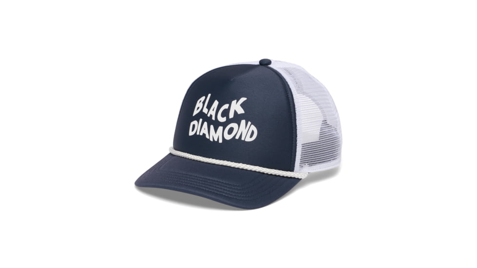 Black Diamond Flat Bill Trucker Hat, Charcoal/White Wavy, AP7230499262ALL1
