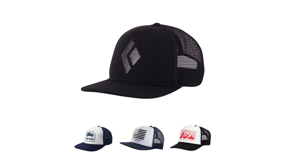 Black Diamond Flat Bill Trucker-Hat, Black, Black/Black, Captain, Captain/Black, White-Fire Red