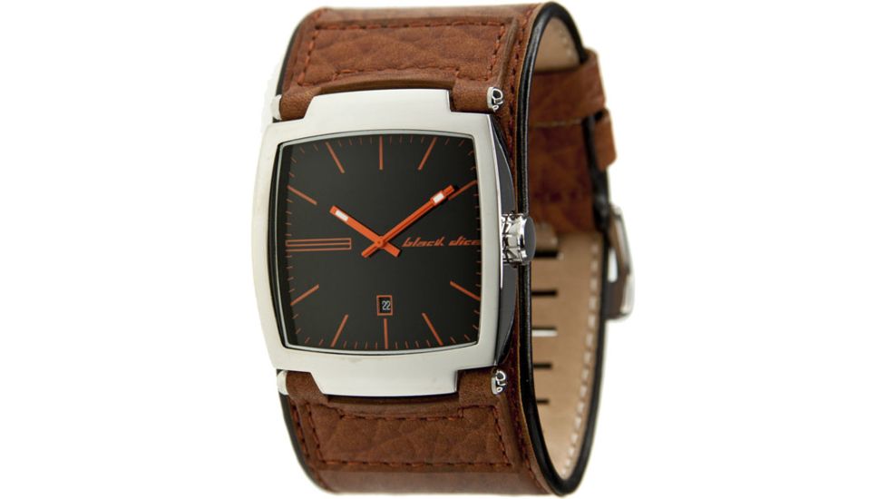 Black Dice Flow Men's Watch - Black/Orange Dial, Brown Leather Strap BLABD-002-06