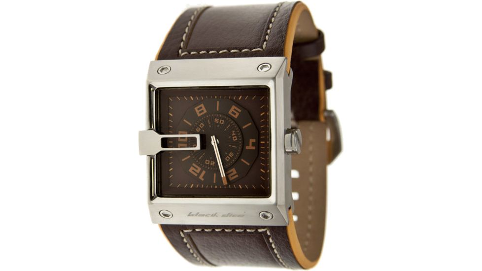 Black Dice Grind Men's Watch - Brown Display, Brown Leather Strap, SS Case BLABD-047-02