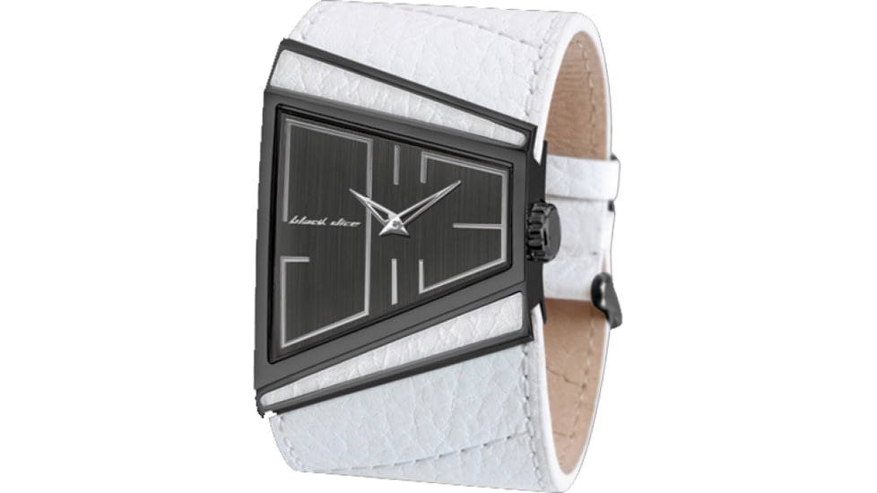Black Dice Hustle Men's Watch - Black Dial and Case, White Leather Strap BLABD-003-08
