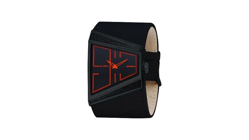 Black Dice Hustle Men's Watch - Black/Orange Dial, Black Case and Leather Strap BLABD-003-05