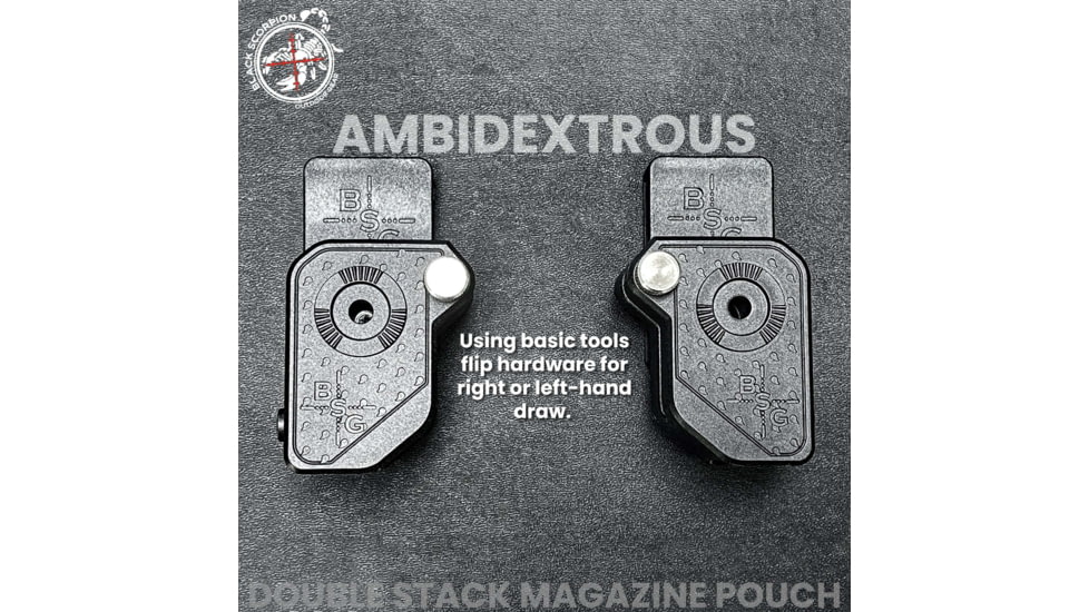 Black Scorpion Outdoor Gear Ambidextrous Double Stack Magazine Pouch, Ambidextrous, Black, MP08-3333-01BK