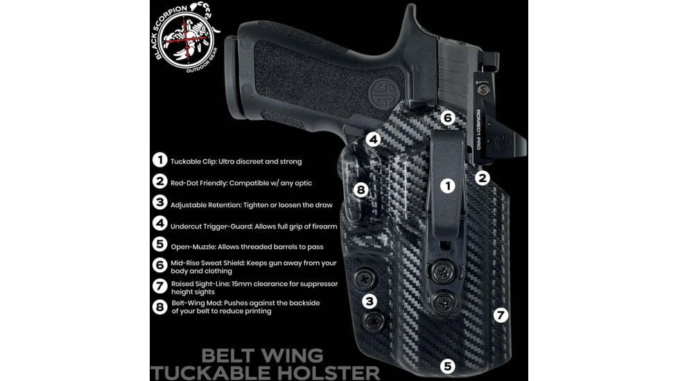 Black Scorpion Outdoor Gear Canik TP9 Elite SC Belt Wing Tuckable Holster, Right, Black, HC23-TP9SC-BK