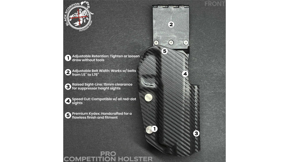 Black Scorpion Outdoor Gear Pro Competition OWB Holster, Staccato XC w/ X300, Right Hand, Carbon Fiber, HC04-USPSA-STAXC300-CFRH