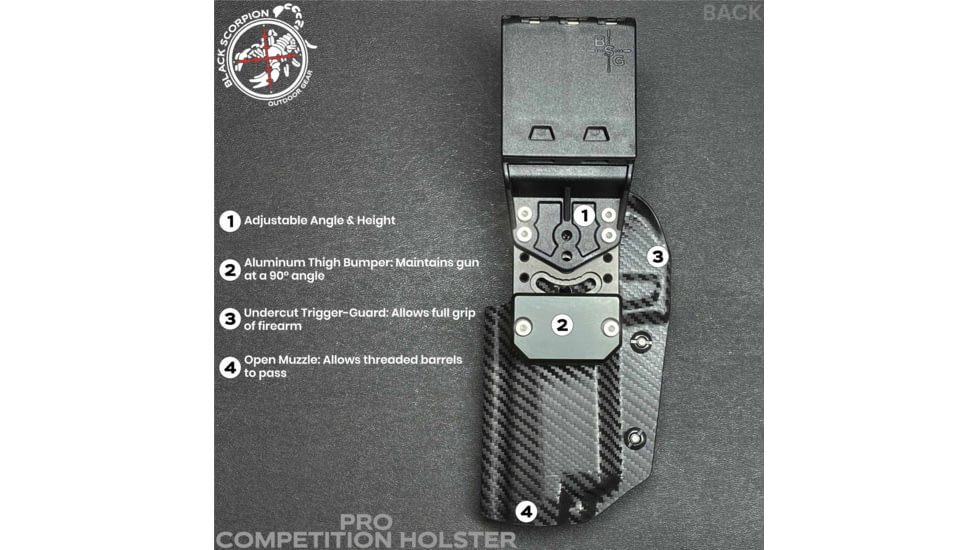 Black Scorpion Outdoor Gear Pro Competition OWB Holster, Staccato XC w/ X300, Right Hand, Carbon Fiber, HC04-USPSA-STAXC300-CFRH