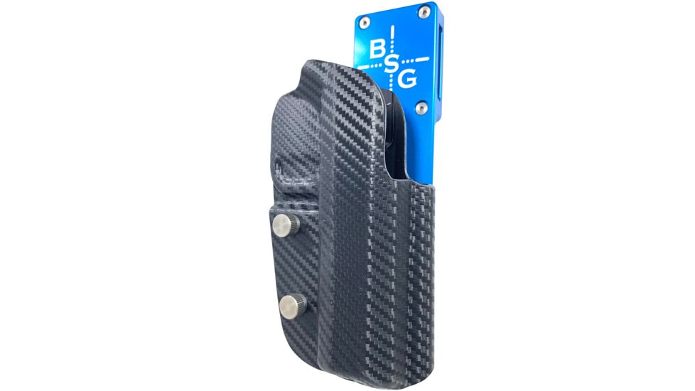 Black Scorpion Outdoor Gear Pro Heavy Duty Competition Holster, RH, Smith &amp; Wesson M&amp;P/ M&amp;P M2.0, 4.25in Barrel, 1.5 - 1.75in Belts, Kydex/ 6066 Aluminum, Carbon Fiber/Blue, HCD3-USPSABS-MP9CFRH