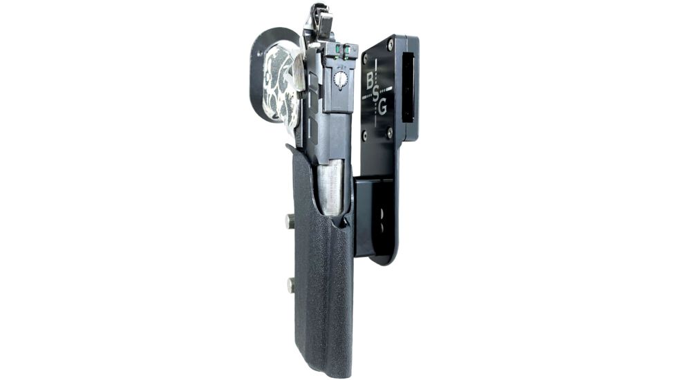 Black Scorpion Outdoor Gear Pro Heavy Duty Competition Holster, Right Hand, 2011, 5in Barrel, 1.5 - 1.75in Belts, Kydex/ 6066 Aluminum, Black/Black, HCD1-USPSABS-2011FCBKRH