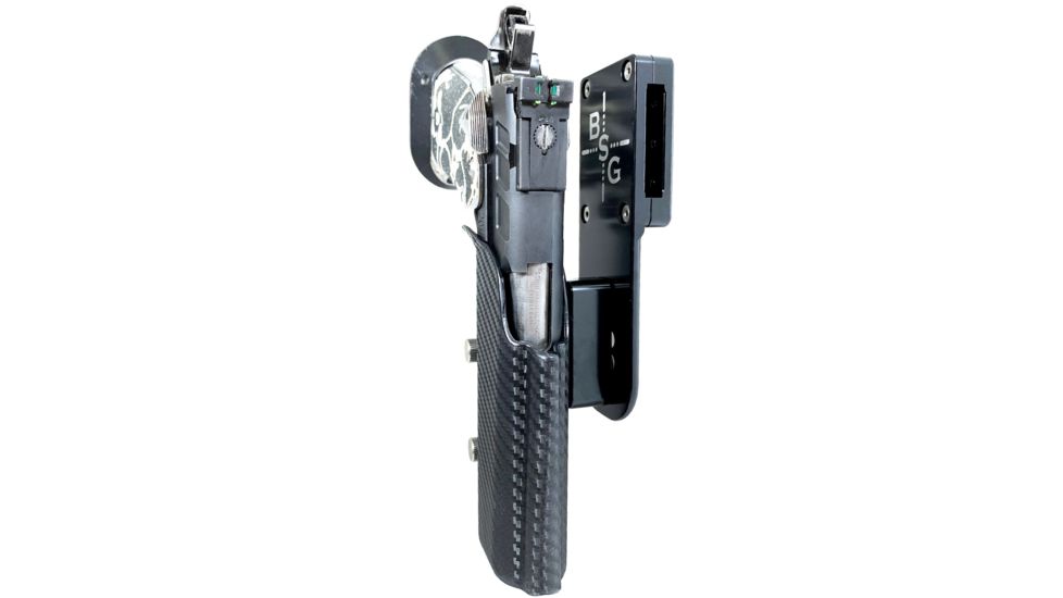 Black Scorpion Outdoor Gear Pro Heavy Duty Competition Holster, Right Hand, 2011, 5in Barrel, 1.5 - 1.75in Belts, Kydex/ 6066 Aluminum, Carbon Fiber/Black, HCD1-USPSABS-2011FCFRH