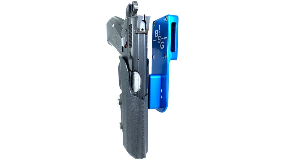 Black Scorpion Outdoor Gear Pro Heavy Duty Competition Holster, Right Hand, CZ 75 SP-01, 4.6in Barrel, 1.5 - 1.75in Belts, Kydex/ 6066 Aluminum, Black/Blue, HCD3-USPSABS-CZSPBKRH