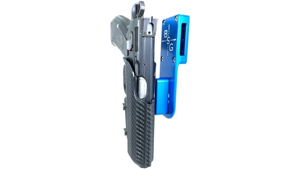 Black Scorpion Outdoor Gear Pro Heavy Duty Competition Holster, Right Hand, CZ 75 SP-01, 4.6in Barrel, 1.5 - 1.75in Belts, Kydex/ 6066 Aluminum, Carbon Fiber/Blue, HCD3-USPSABS-CZSPCFRH