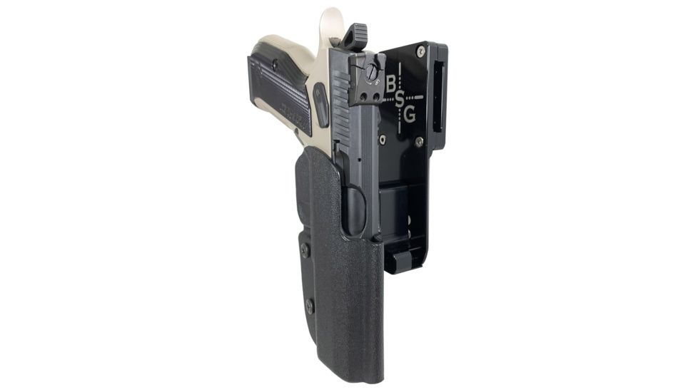 Black Scorpion Outdoor Gear Pro Heavy Duty Competition Holster, Right Hand, CZ Shadow 2, 4.89in Barrel, 1.5 - 1.75in Belts, Kydex/ 6066 Aluminum, Black/Black, HCD1-USPSABS-CZBKRH