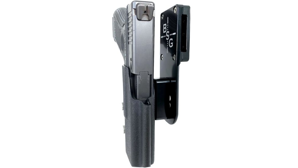 Black Scorpion Outdoor Gear Pro Heavy Duty Competition Holster, RH, GLOCK 17/ 19/ 19X/ 22/ 45, 4.02 - 4.49in Barrel, 1.5 - 1.75in Belts, Kydex/ 6066 Aluminum, Black/Black, HCD1-USPSABS-GL17BKRH
