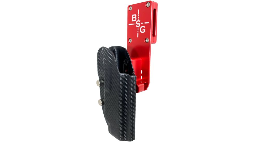 Black Scorpion Outdoor Gear Pro Heavy Duty Competition Holster, Right Hand, GLOCK 34/ 35, 5.31in Barrel, 1.5 - 1.75in Belts, Kydex/ 6066 Aluminum, Carbon Fiber/Red, HCD2-USPSABS-GL34CFRH