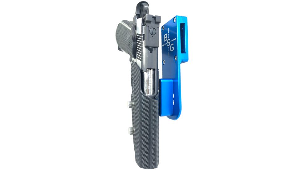 Black Scorpion Outdoor Gear Pro Heavy Duty Competition Holster, Right Hand, M1911, 5in Barrel, 1.5 - 1.75in Belts, Kydex/ 6066 Aluminum, Carbon Fiber/Blue, HCD3-USPSABS-1911CFRH
