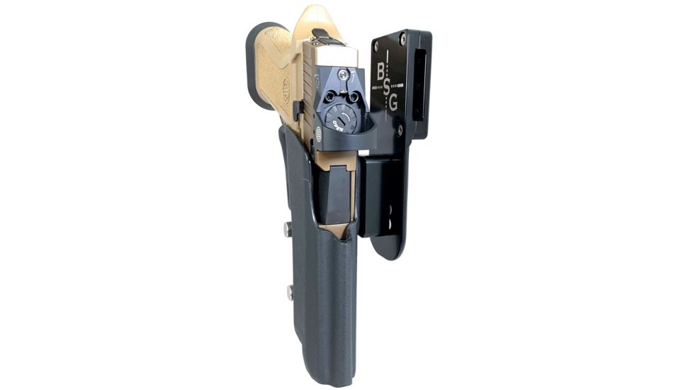 Black Scorpion Outdoor Gear Pro Heavy Duty Competition Holster, Right Hand, SIG Sauer P320, 3.9 - 5in Barrel, 1.5 - 1.75in Belts, Kydex/ 6066 Aluminum, Black/Black, HCD1-USPSABS-P320X5CBKRH