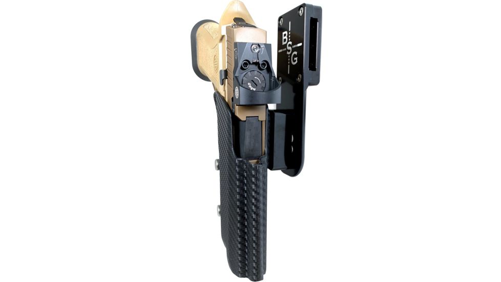 Black Scorpion Outdoor Gear Pro Heavy Duty Competition Holster, Right Hand, SIG Sauer P320, 3.9 - 5in Barrel, 1.5 - 1.75in Belts, Kydex/ 6066 Aluminum, Carbon Fiber/Black, HCD1-USPSABS-P320X5CFRH