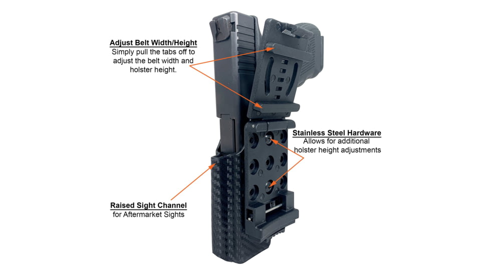 Black Scorpion Outdoor Gear Pro IDPA Competition Holster, Right Hand, GLOCK 17/ 19/ 19X/ 22/ 45, 4.02 - 4.49in Barrel, 1.5 - 1.75in Belts, Kydex, Carbon Fiber, HC03-IDPA-GL17CFRH
