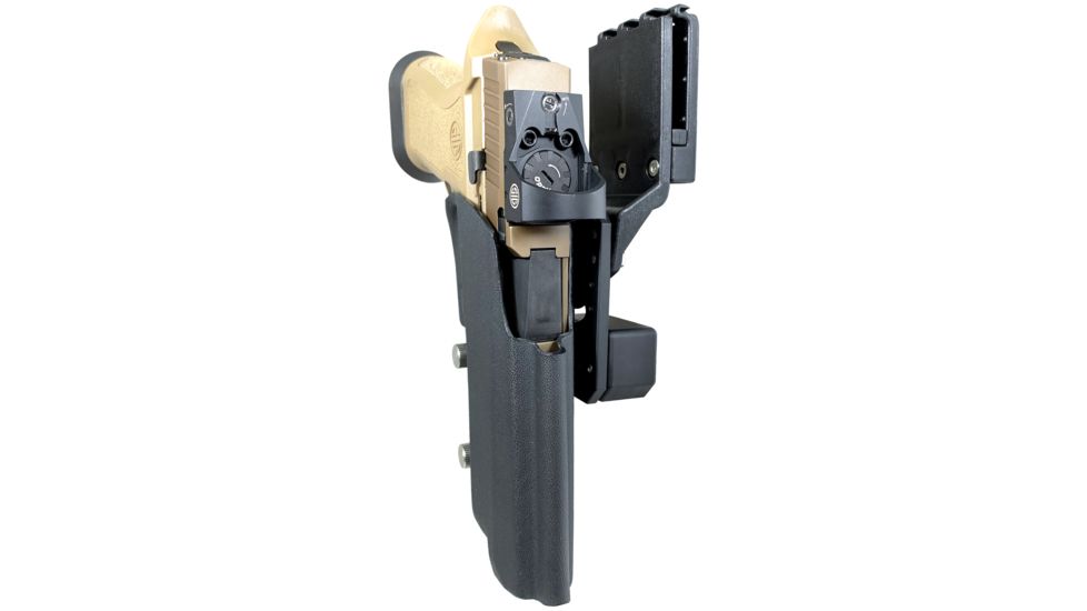 Black Scorpion Outdoor Gear Pro USPSA Competition Holster, Right Hand, SIG Sauer P320, 3.9 - 5in Barrel, 1.5 - 1.75in Belts, Kydex, Black, HC04-USPSA-P320X5BKRH