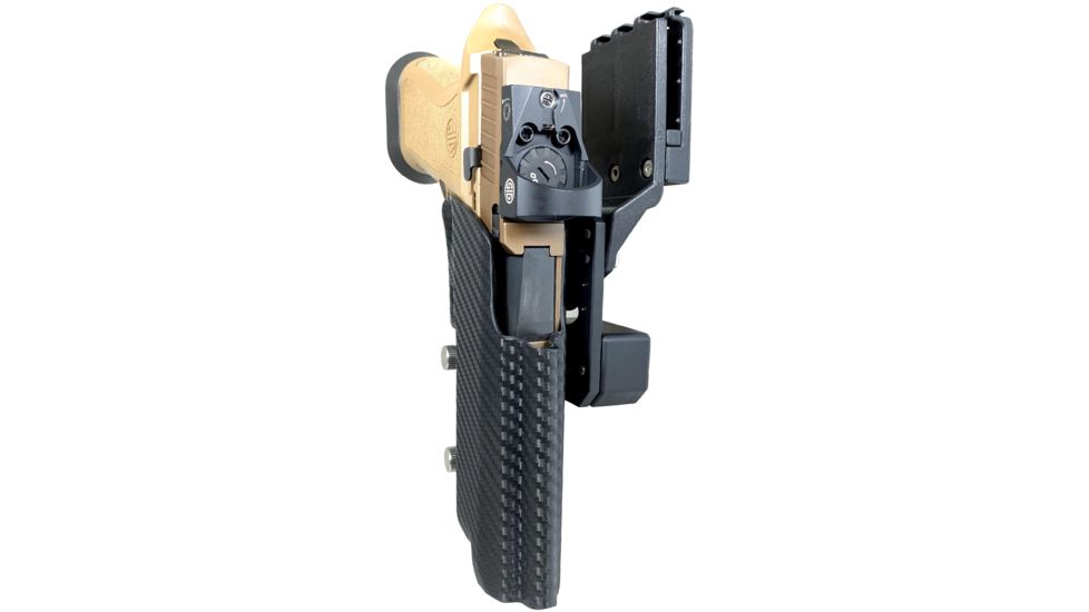 Black Scorpion Outdoor Gear Pro USPSA Competition Holster, Right Hand, SIG Sauer P320, 3.9 - 5in Barrel, 1.5 - 1.75in Belts, Kydex, Carbon Fiber, HC04-USPSA-P320X5CFRH