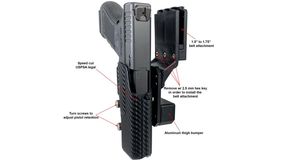 Black Scorpion Outdoor Gear Pro USPSA Competition Holster, Right Hand, Smith &amp; Wesson M&amp;P/ M&amp;P 2.0, 4.25in Barrel, 1.5 - 1.75in Belts, Kydex, Carbon Fiber, HC04-USPSA-MP9CFRH