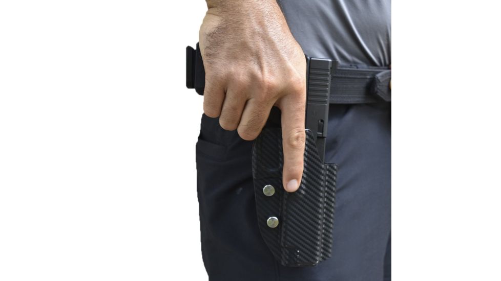 Black Scorpion Outdoor Gear Pro USPSA Competition Holster, Right Hand, Walther PPQ, 5in Barrel, 1.5 - 1.75in Belts, Kydex, Carbon Fiber, HC04-USPSA-WALTHERQ5CFRH