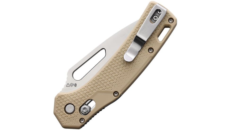 Blackfire Pivot Lock Folding Knife, 4in Closed, 3in Satin D2 Tool Steel Tanto Blade, Tan Nylon Handle, OGK001TNB