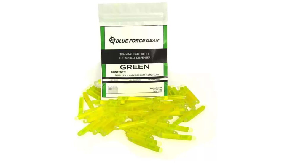 Blue Force Gear MARCO Training Light Refill Pack, 30 light sticks, Green, MARCO-01-GREEN-REFILL-1EA
