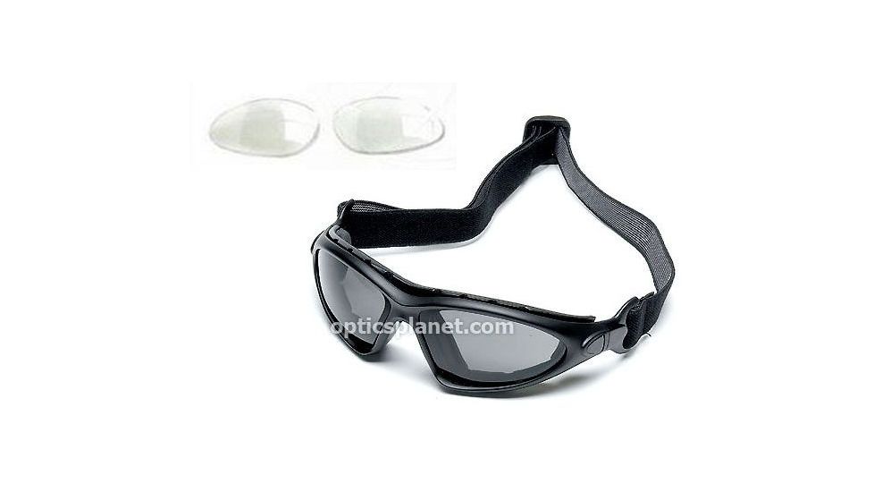 Body Specs BS-Twin Goggles w/ Anti-Fog Interchangeable Gray/Clear Lenses, Black Frame
