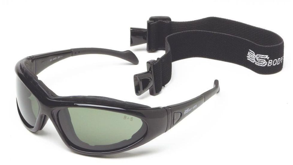 Body Specs BSG-3 Single Vision Prescription Sunglasses, Black Shiny Frame, BSG-3 BLACK SHINY FRAME.13SV