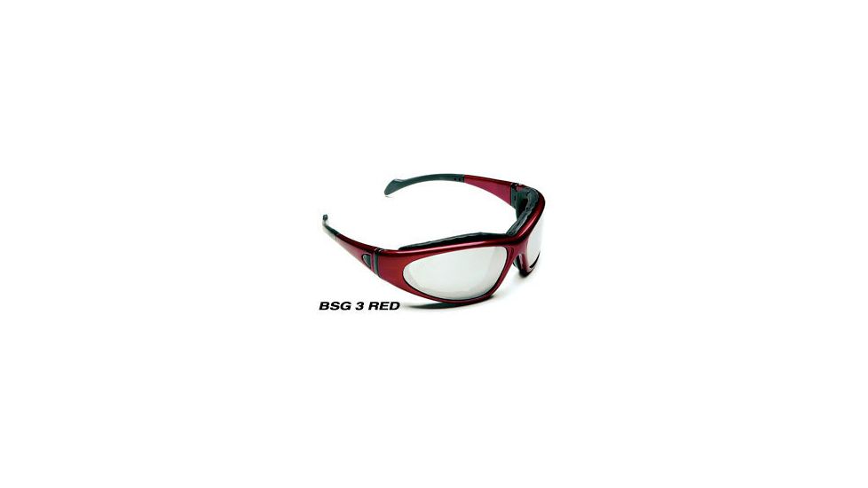 Body Specs BSG-3 Interchangeable Lens Sunglasses/ Goggles w/ 3 Lens Set, Burgundy Frame