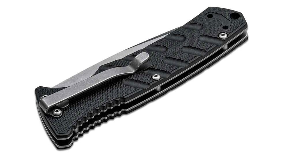 Boker 01Bo457 Plus Strike Auto Pocket 3.35 Drop Point Plain Black D2 Steel Blade Aluminum Handle