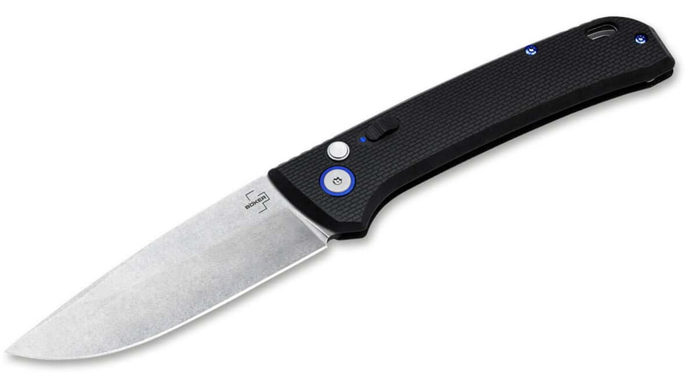 Boker 01Bo920 Frnd 3.35 Drop Point Plain Stonewashed D2 Steel Blade 4.52 Black Grivory Handle