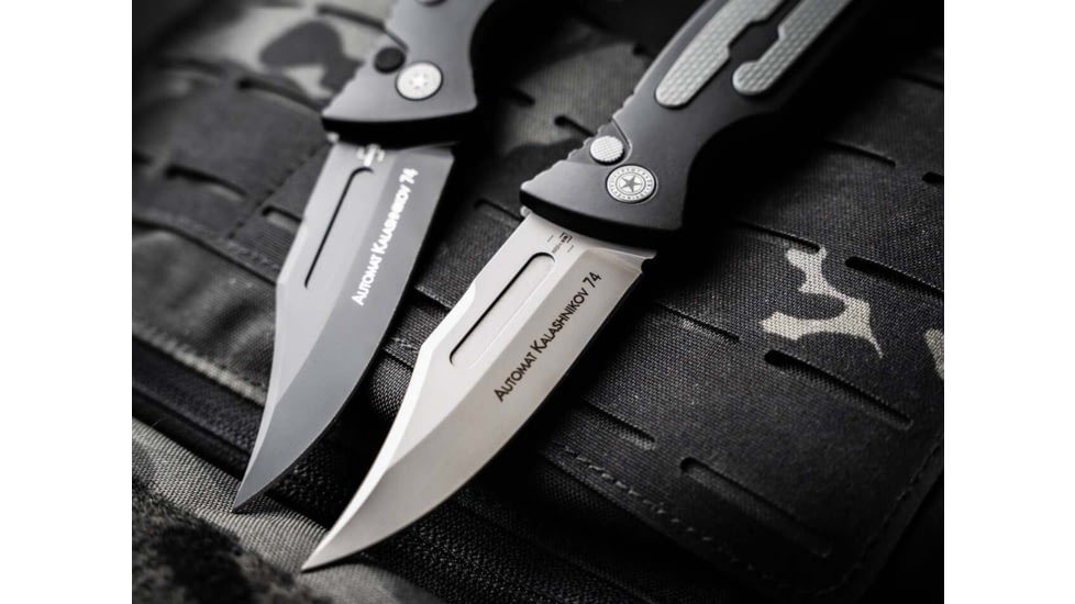 Boker 01Kals136 Kalashnikov 3.35 Clip Point Plain Black D2 Steel Blade Black/Gray Aluminum Handle