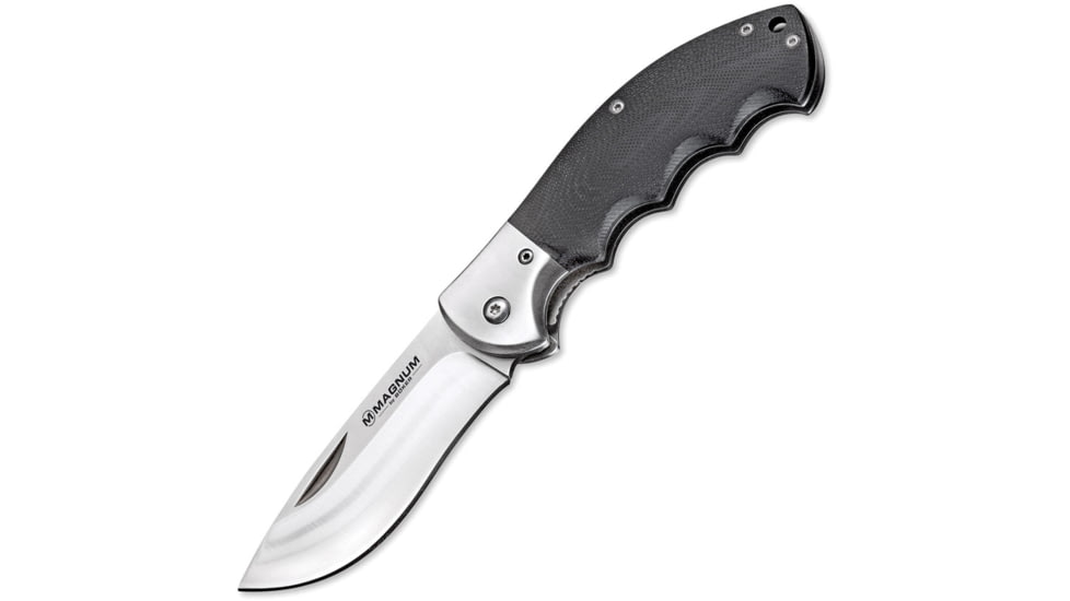 Boker Magnum NW Skinner Folding Knife, 4.75in Closed, 440A, 3.35in, Satin Blade, Black G10 Handle, 01RY526