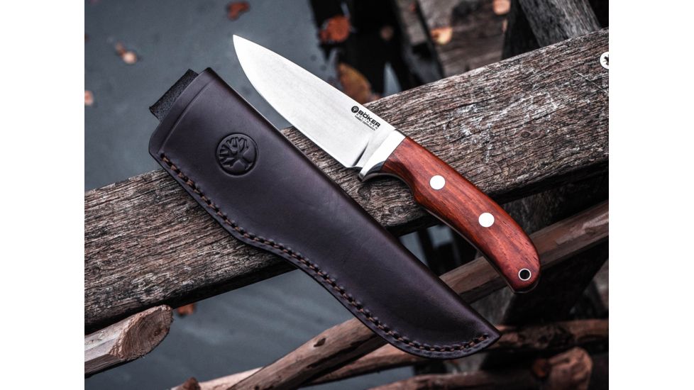 Boker Savannah Cocobolo Fixed Blade Knife, 4.6in, N690, Cocobolo Wood, Uncoated, Brown, 120320
