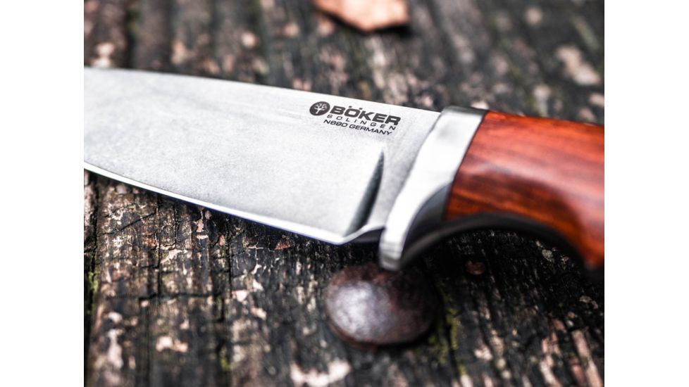 Boker Savannah Cocobolo Fixed Blade Knife, 4.6in, N690, Cocobolo Wood, Uncoated, Brown, 120320