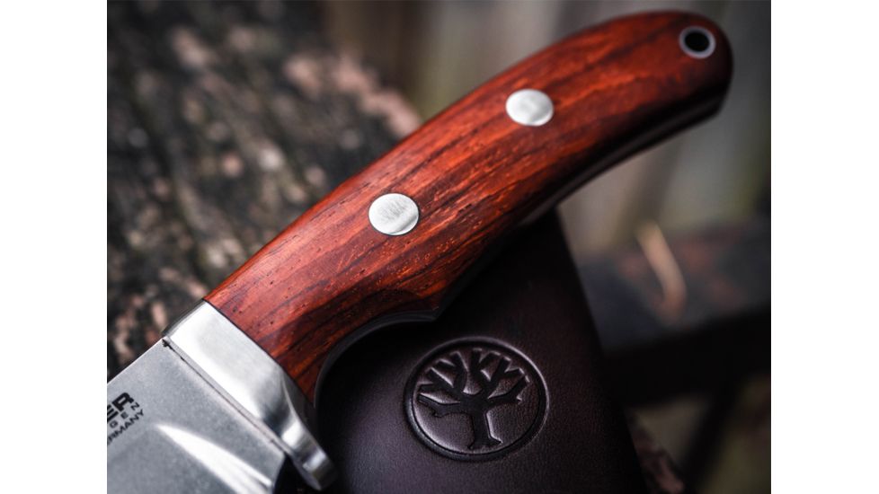 Boker Savannah Cocobolo Fixed Blade Knife, 4.6in, N690, Cocobolo Wood, Uncoated, Brown, 120320
